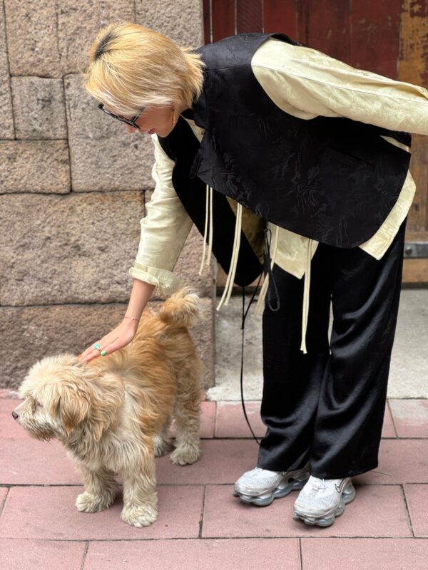 指点江山 BLACK silk vest - Image 7