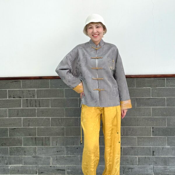 山岳无言 YELLOW silk Trousers