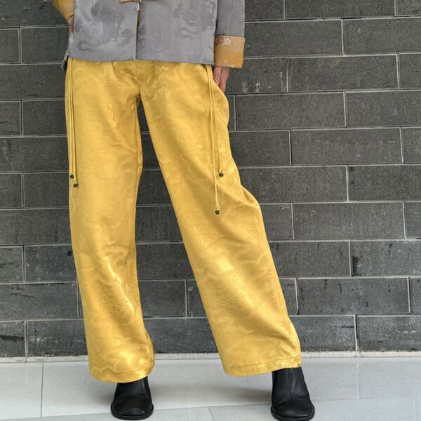山岳无言 YELLOW silk Trousers - Image 4