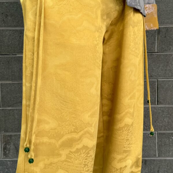 山岳无言 YELLOW silk Trousers - Image 5