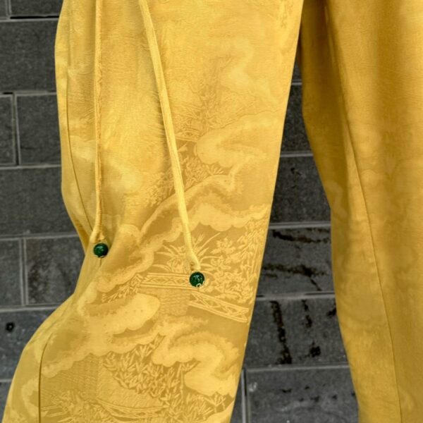山岳无言 YELLOW silk Trousers - Image 6