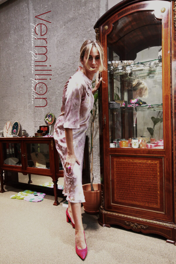 PINK silk cheongsam - Image 7